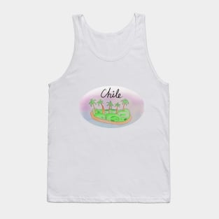 Chile watercolor Island travel, beach, sea and palm trees. Holidays and rest, summer and relaxation Tank Top